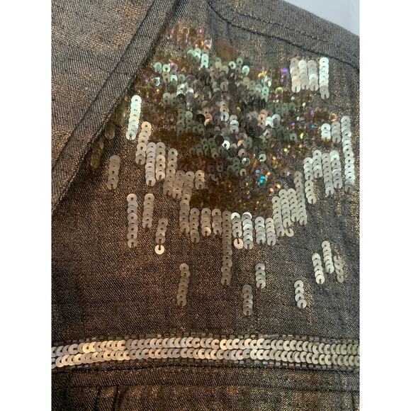 Chico Size 3 NWOT Dark Gray Embellished Southwest Detail Lined Jacket - Picture 5 of 8